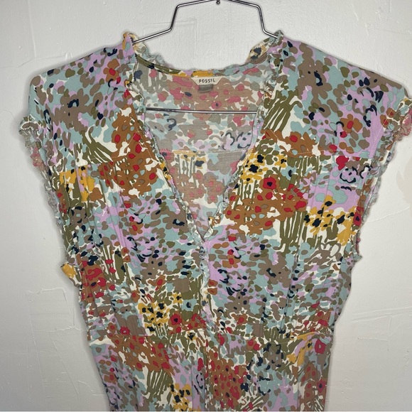 Fossil Vibrant Floral Print Bias Cut Midi Dress - Picture 5 of 8